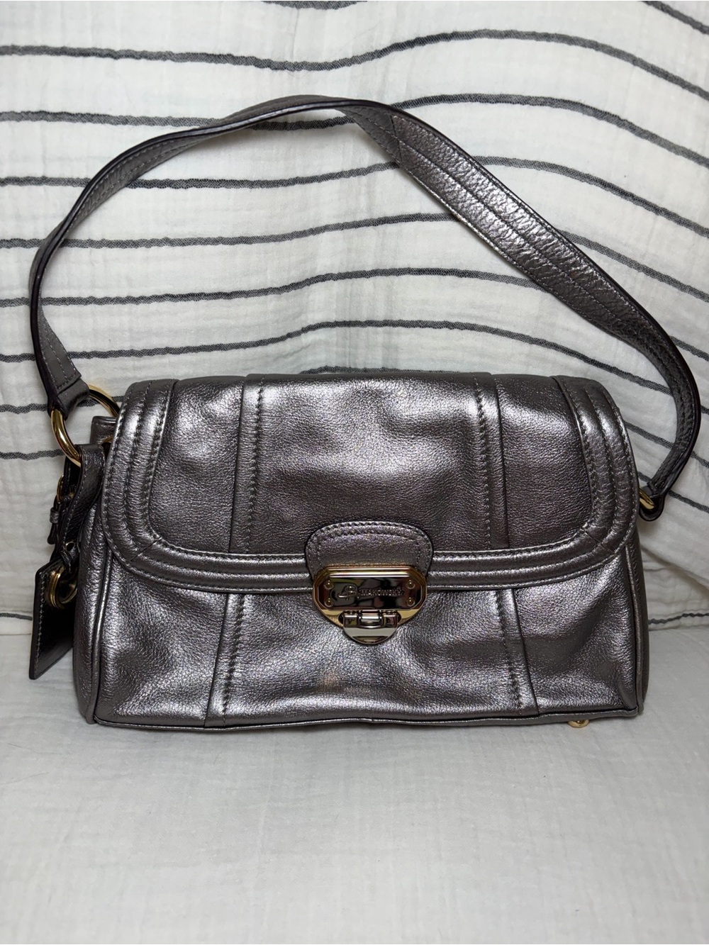 B. Makowsky Reserve Metallic Leather Two-Tone Shoulder Bag